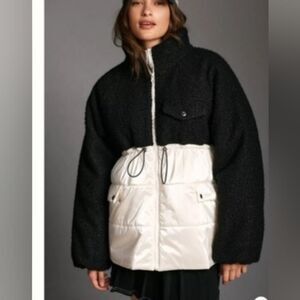 Anthropologie x Maeve Nylon Shearling Liner Jacket Size L
